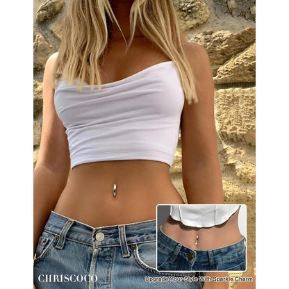 Chirurgenstahl Bauchnabelpiercing Set Silber/Gold mit Zirkonia, 8mm
