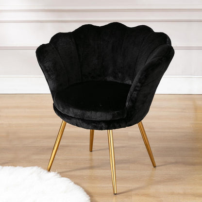 Teddystoff Sessel mit Goldfuß – Bequemer Loungesessel