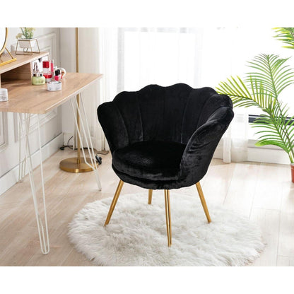 Teddystoff Sessel mit Goldfuß – Bequemer Loungesessel