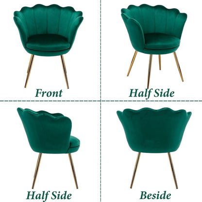 Samt Sessel Wohnzimmer mit Goldfuß & Blumenform