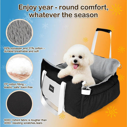 3-in-1 Hundesitz Auto & Reisebett für kleine Hunde – Schwarz