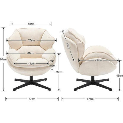 Drehbarer Loungesessel mit Chenillebezug – Weiß