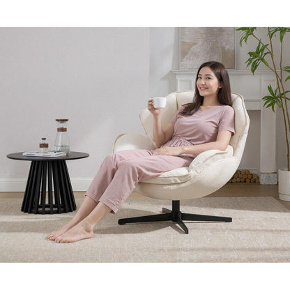 Drehbarer Loungesessel mit Chenillebezug – Weiß