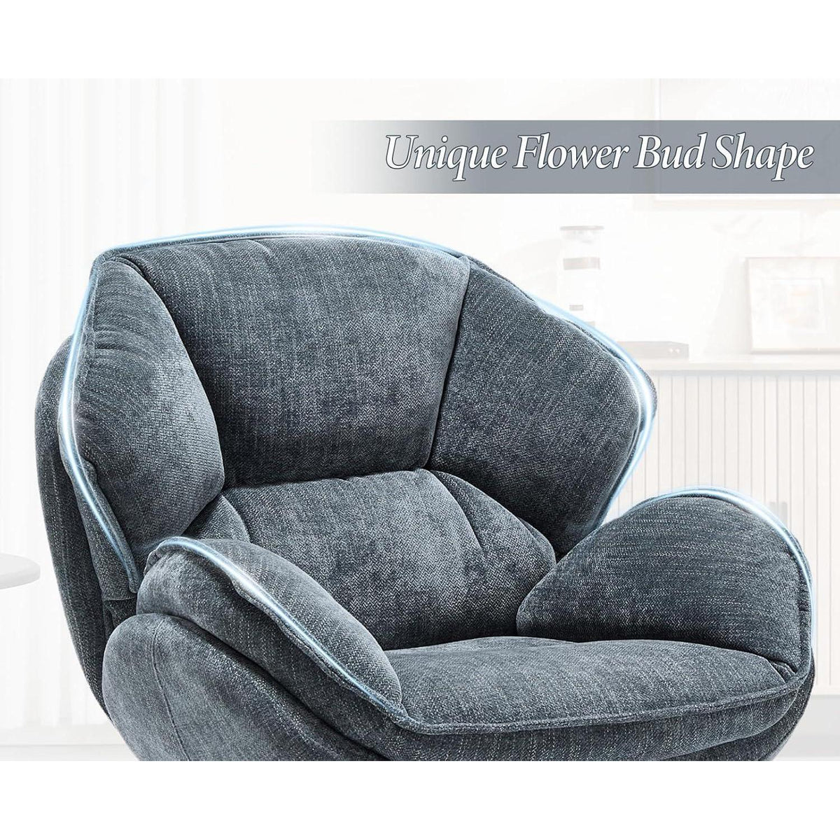 Drehbarer Loungesessel Blau – Chenille Gepolstert & Komfortabel