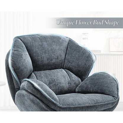 Drehbarer Loungesessel Blau – Chenille Gepolstert & Komfortabel