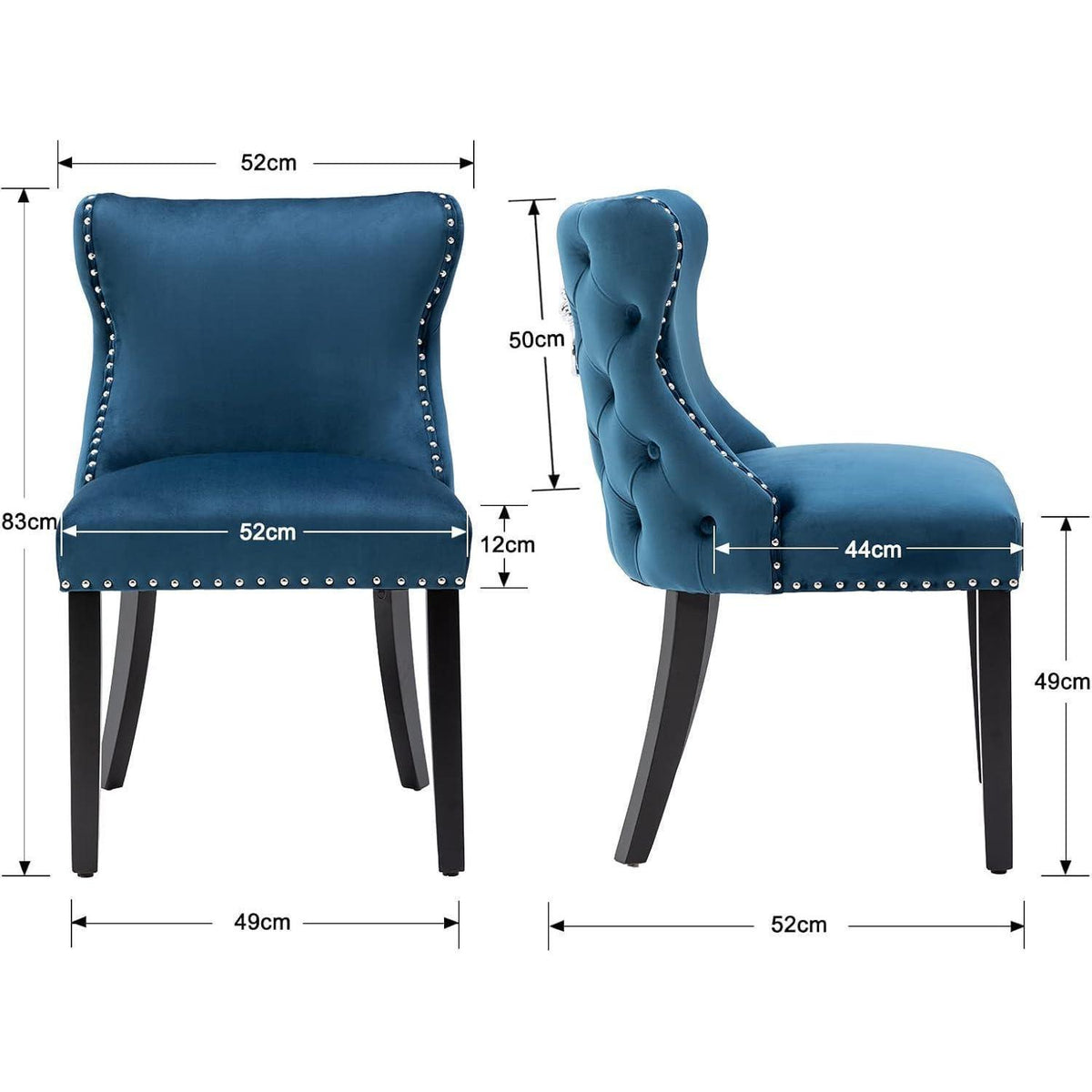 Samt Esszimmerstühle 2er Set mit Löwenkopf, Blau