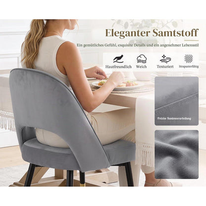 Ya-Home Esszimmerstühle 2er Set Grau, Polsterstuhl mit Metallbeinen