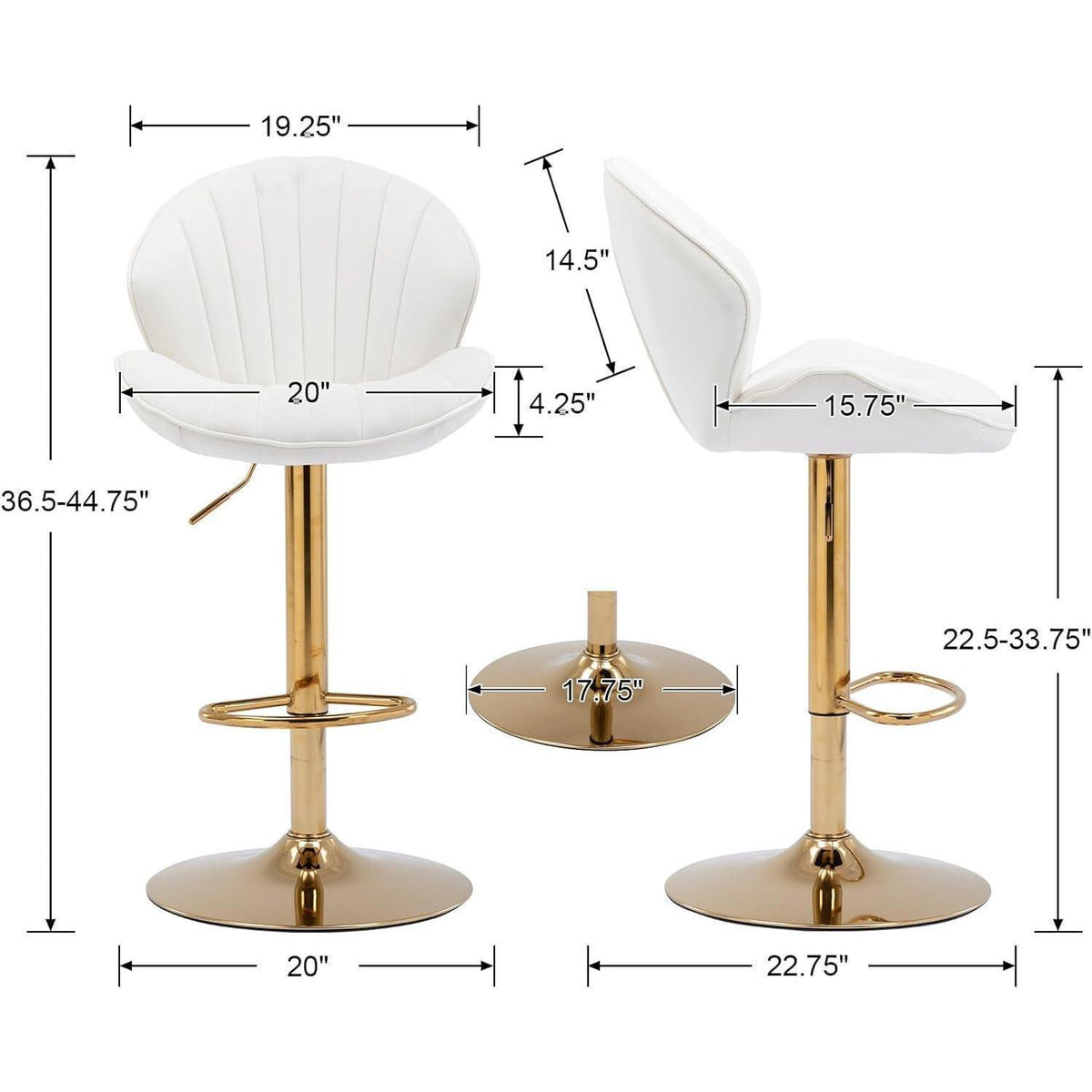 Beige Samt Barhocker 2er Set, höhenverstellbar