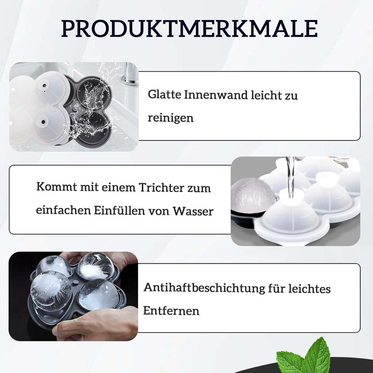 2er-Pack Silikon Eiswürfelform 6cm – Runde Eiswürfel für Drinks