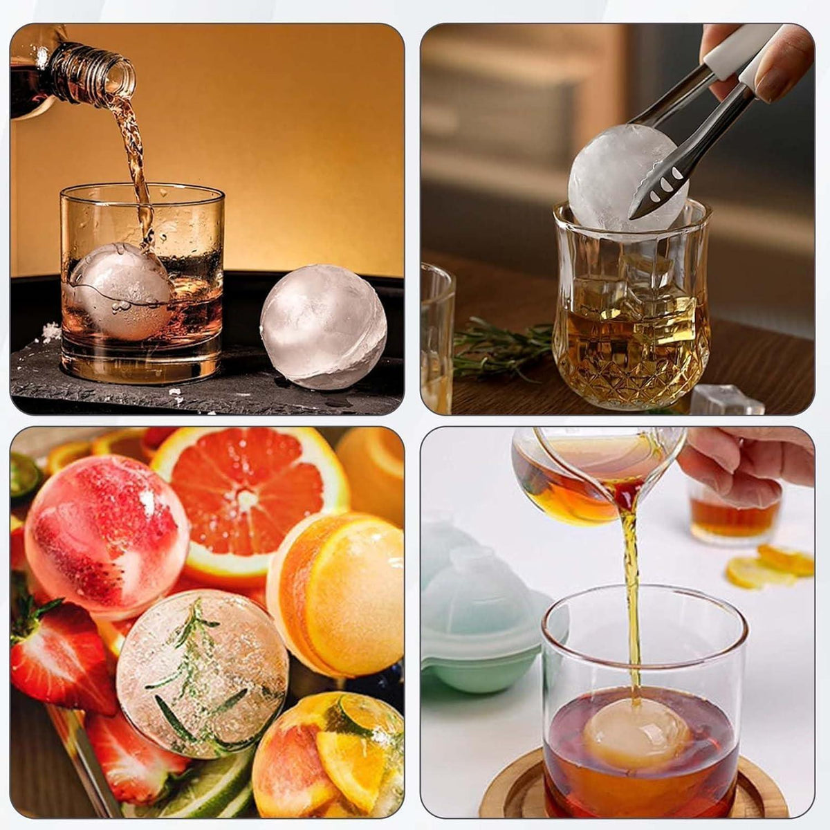 2er-Pack Silikon Eiswürfelform 6cm – Runde Eiswürfel für Drinks