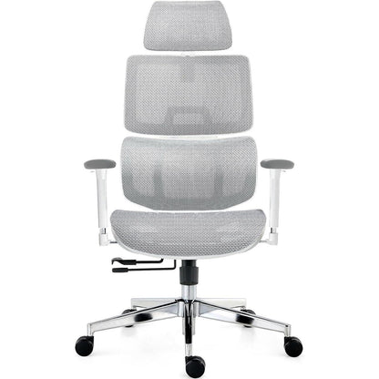 Ergonomischer Bürostuhl mit Lendenwirbelstütze, 150kg, Weiß