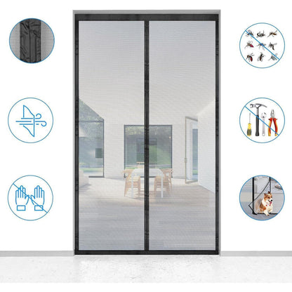 Magnetisches Fliegengitter für Balkontür 90x200cm Schwarz