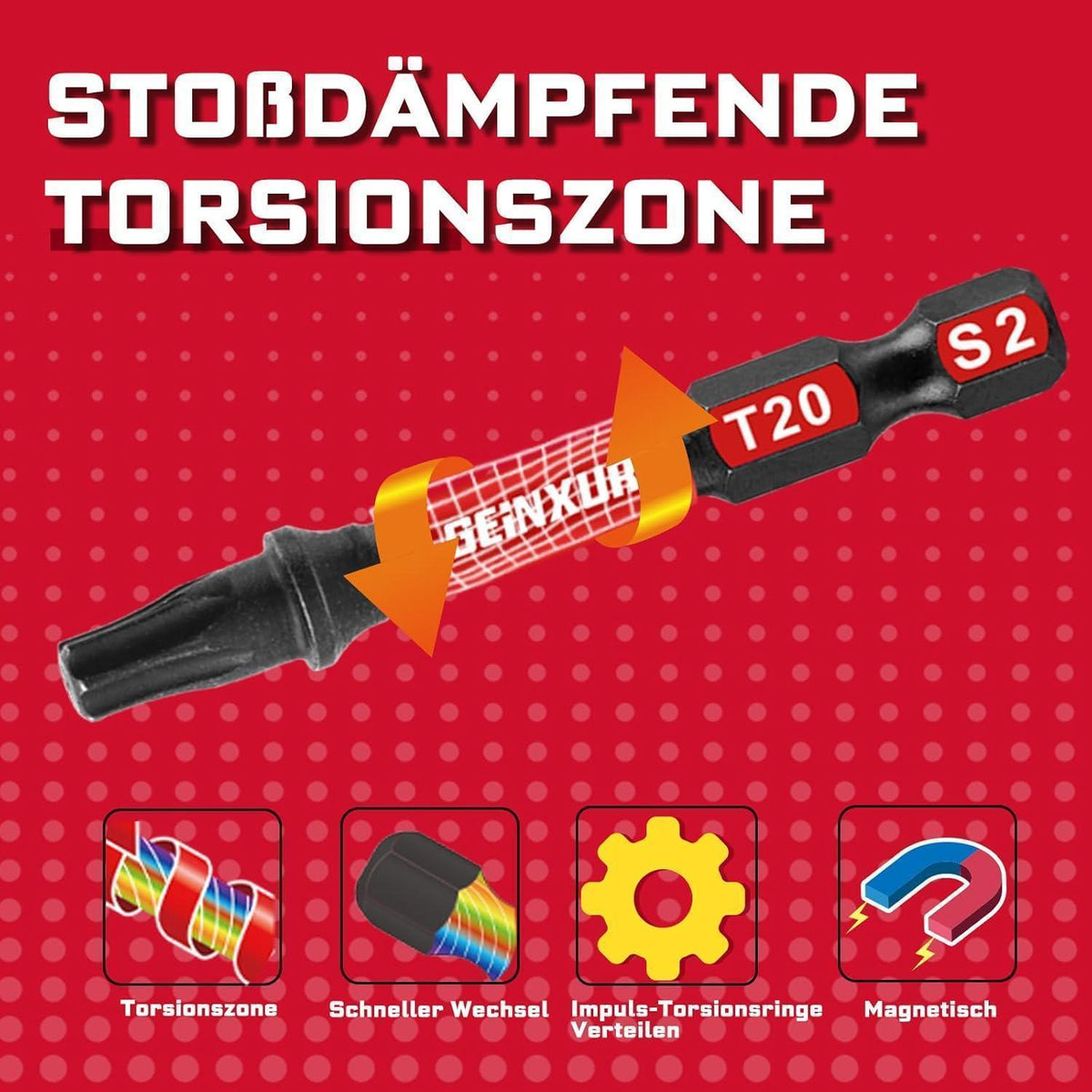 Schlagfeste Torx Schraubendreher Bits 45tlg. 50mm S2 Stahl magnetisch