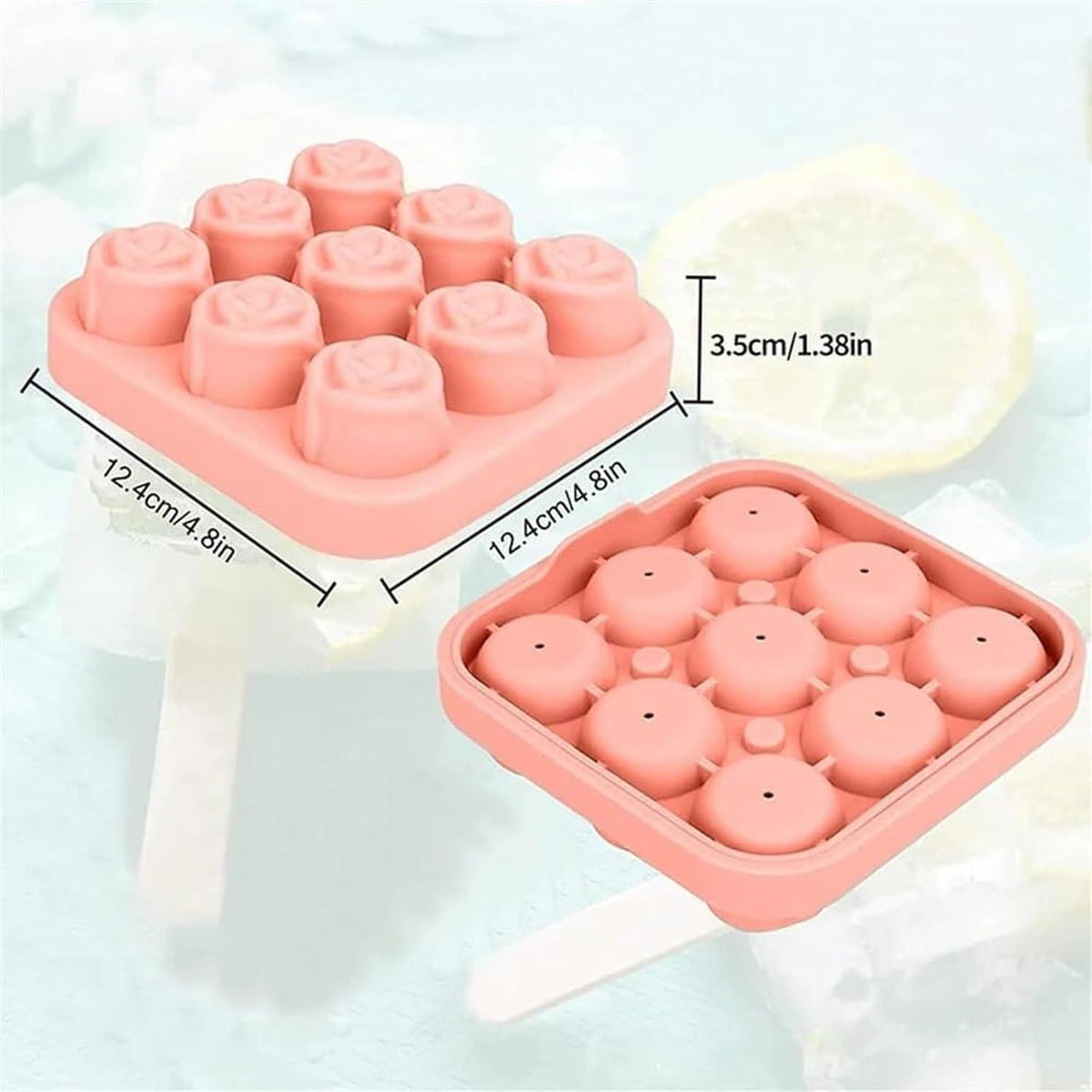 Silikon Eiswürfelform Rosen-Design mit Deckel – BPA-frei Rosa