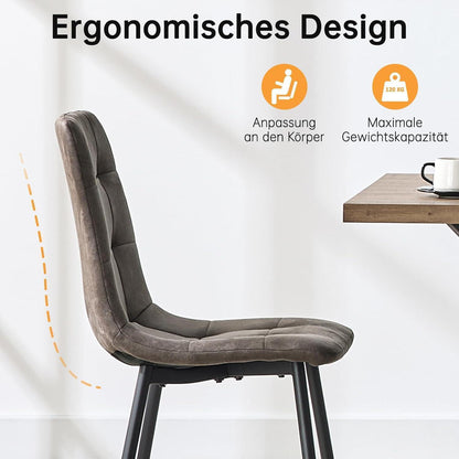 LEWE Esszimmerstühle 2er Set, Modernes Design, Dunkelbraun