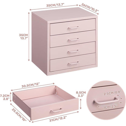 Schreibtisch-Aktenschrank mit 4 Schubladen, Hellrosa