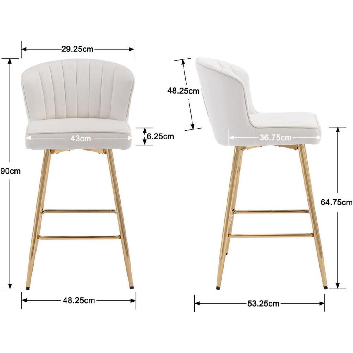 Barhocker Set 2er – Samt, Beige, Modern & Komfortabel