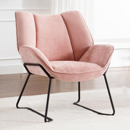 Rosa Chenille Ohrensessel – Modern & Bequem für Wohnzimmer