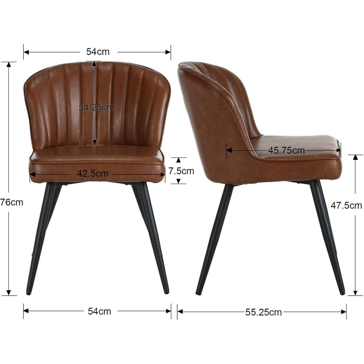 Esszimmerstühle 2er Set, Braun – Modern & Komfortabel in Lederoptik
