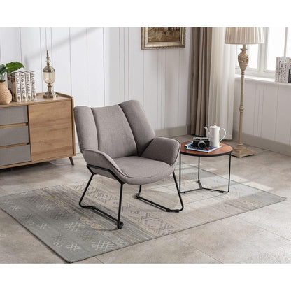 Moderner Ohrensessel Grau – Gepolsterter Lesesessel mit Metallbeinen