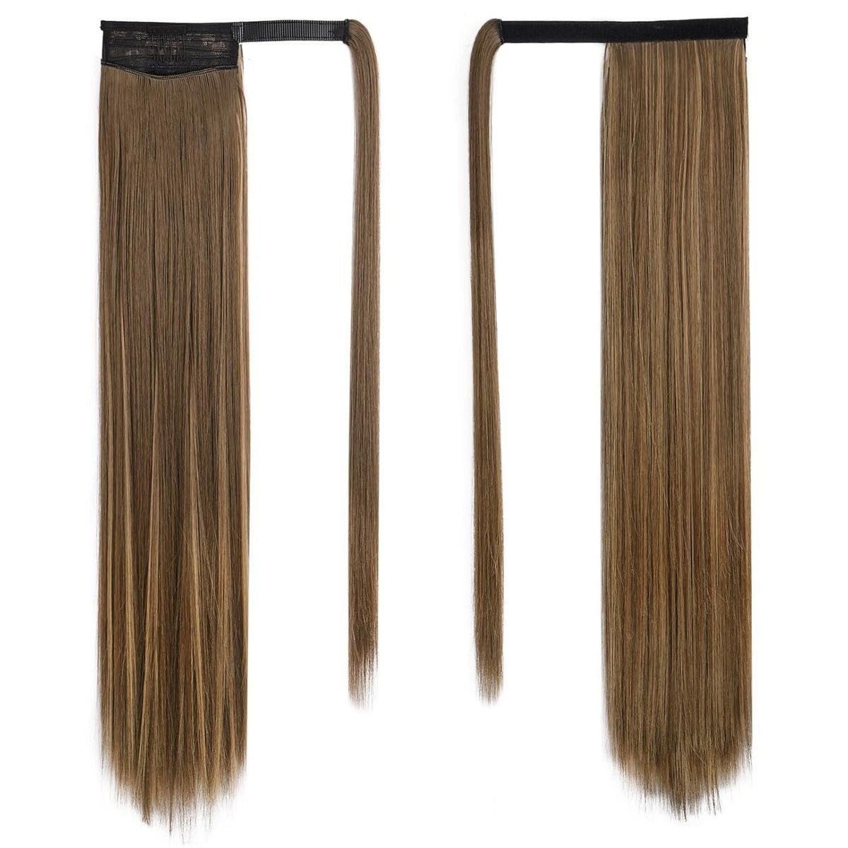 Glatter Pferdeschwanz Haarteil Braun mit Honigblond 66cm