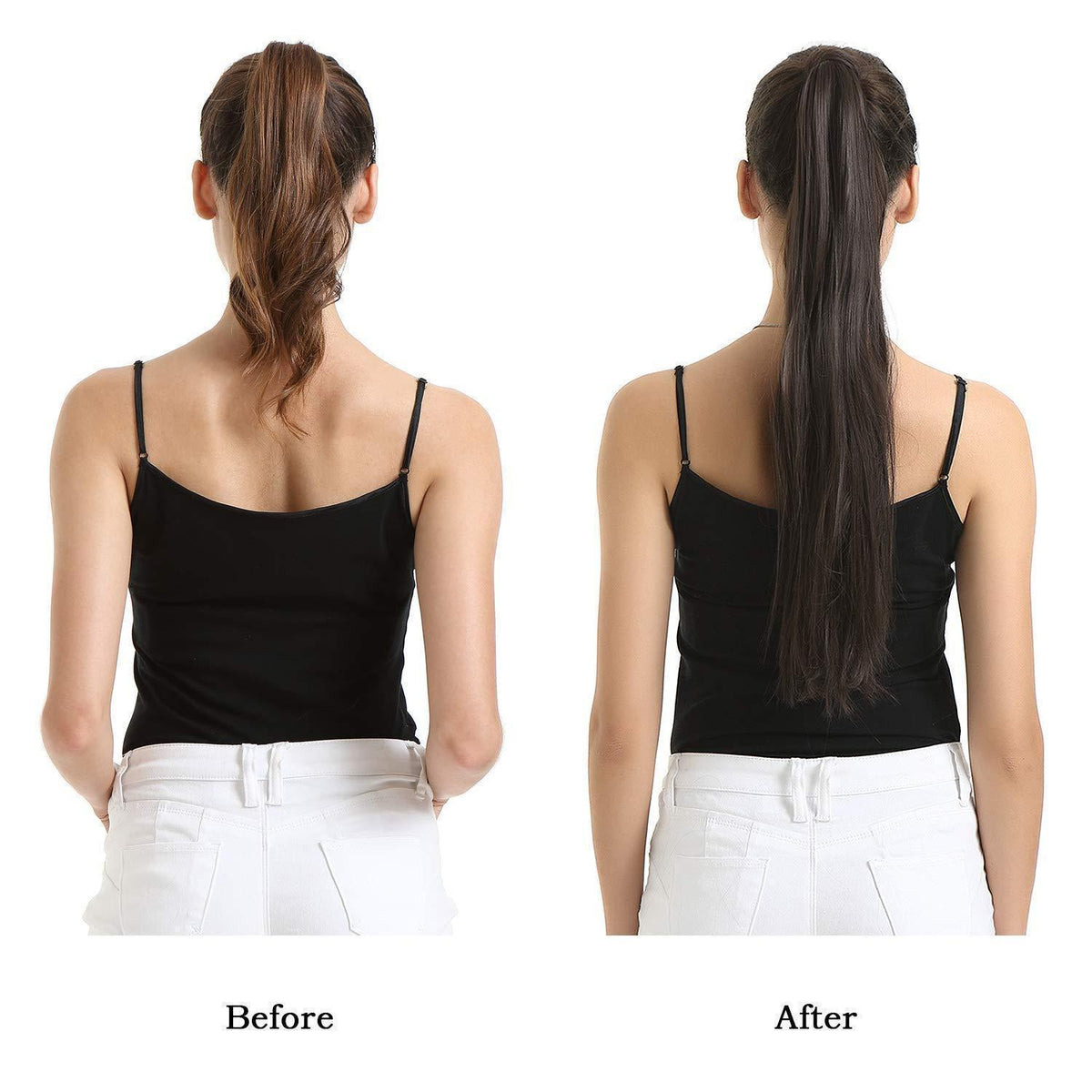 Glatter Pferdeschwanz Haarteil Braun mit Honigblond 66cm