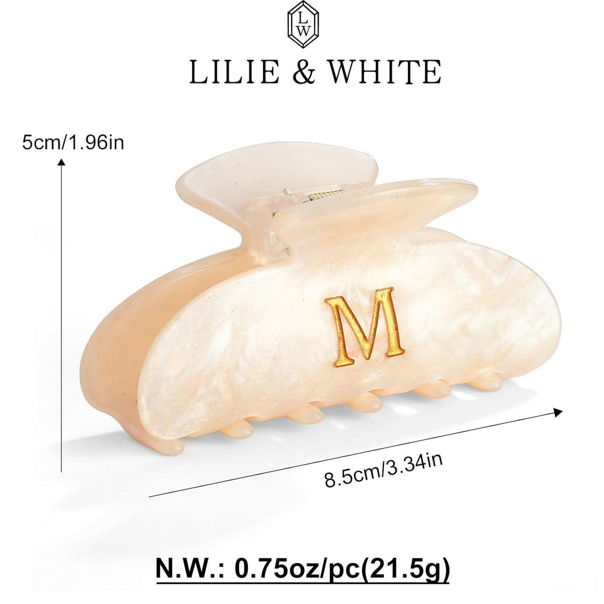 LILIE&WHITE Damen Haarklammer Buchstabe M Acryl Beige Gold