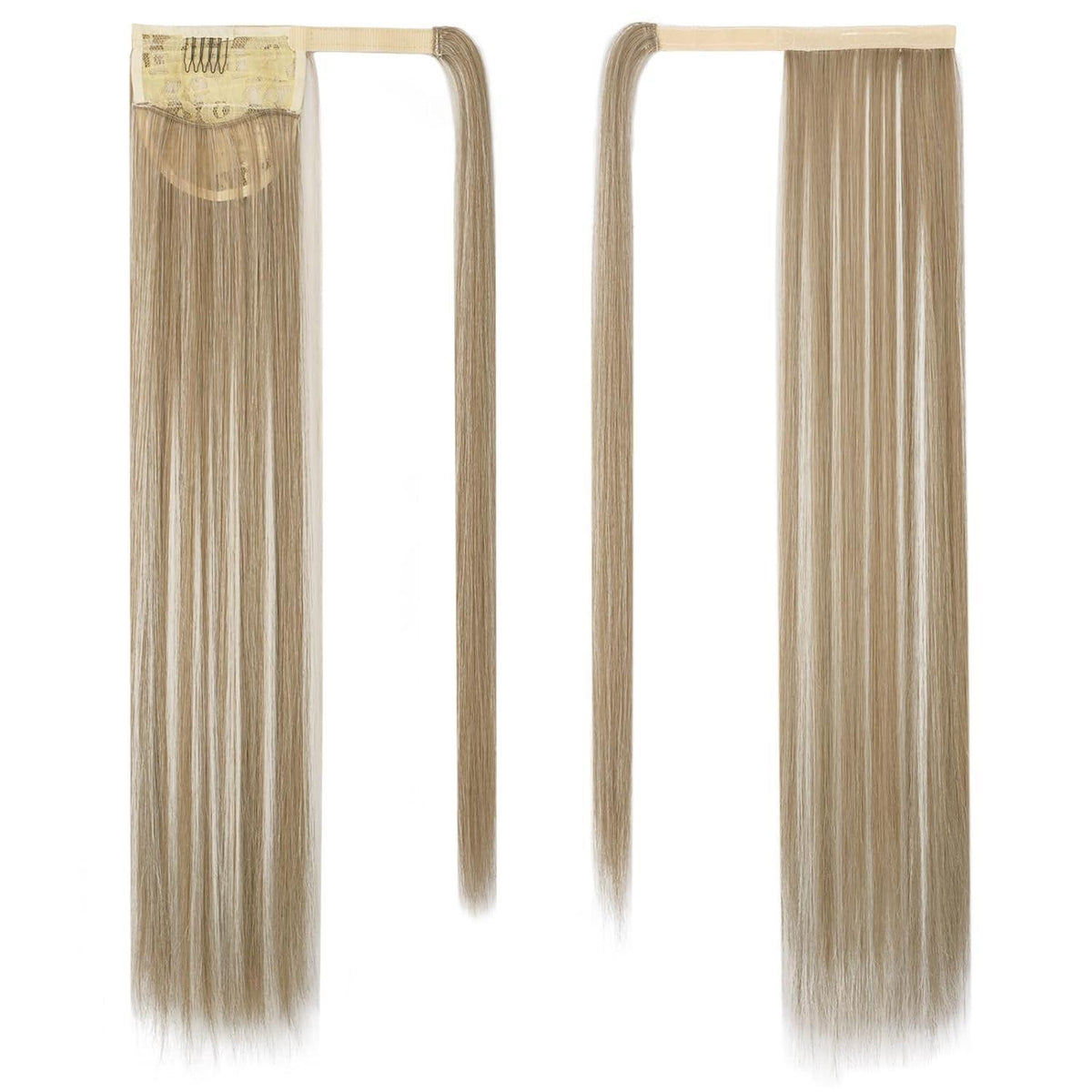 Glatter Pferdeschwanz Extension 66cm Blond Highlights