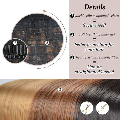 Glatter Pferdeschwanz Extension 66cm Blond Highlights