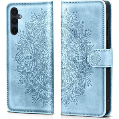 Samsung Galaxy S25 Klapphülle mit Kartenfach & Standfunktion Himmelblau in Lederoptik