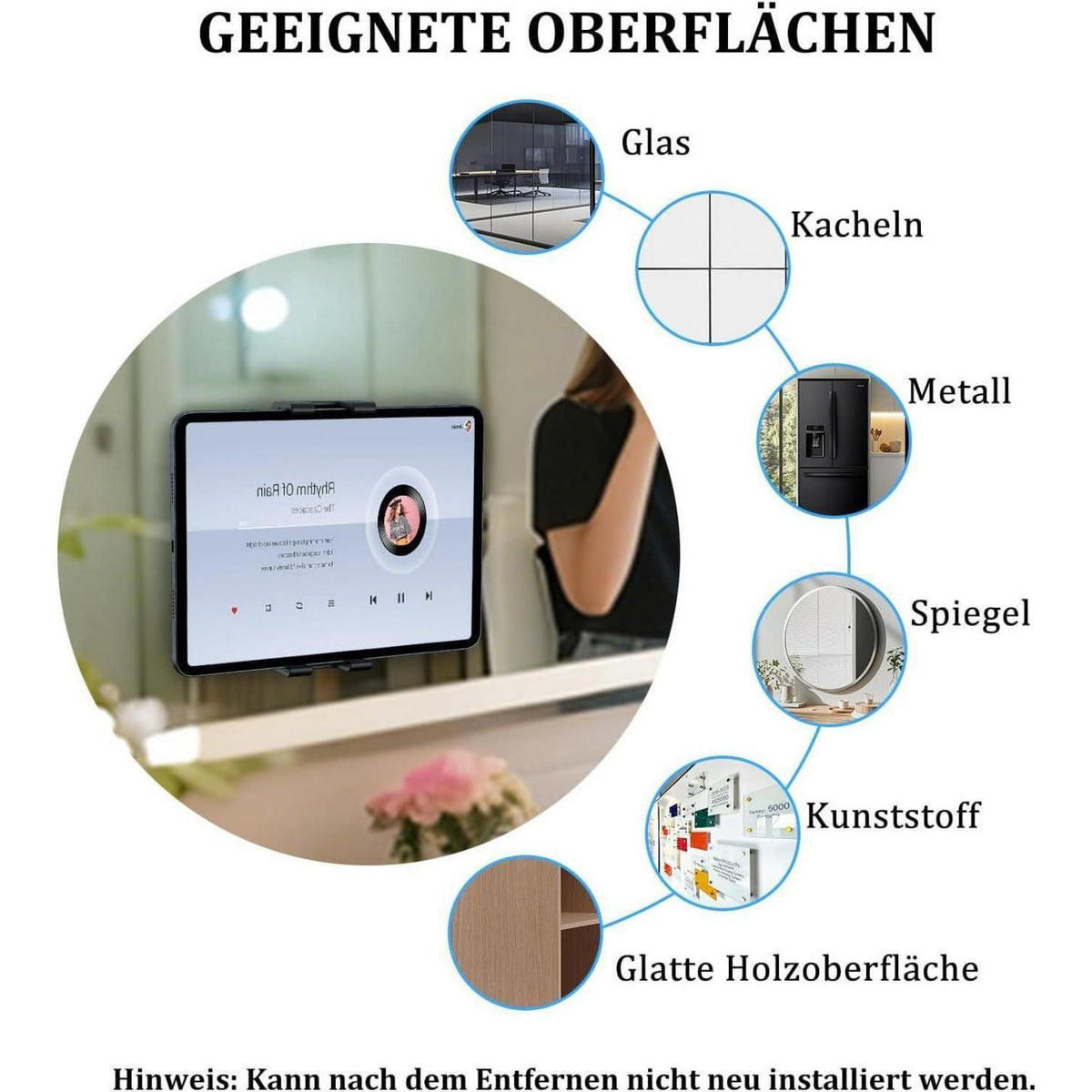 Tablet Wandhalterung Klebebasis 360° Drehbar Universal