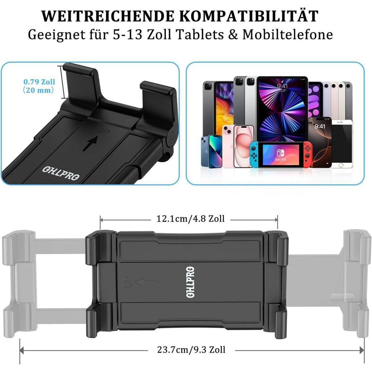 Tablet Wandhalterung Klebebasis 360° Drehbar Universal