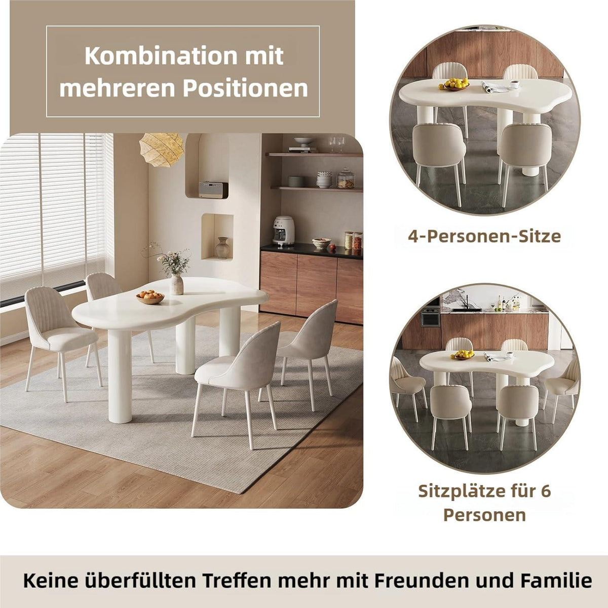 Moderner Esstisch Set Weiß für 4 Personen – Minimalistisch & Platzsparend