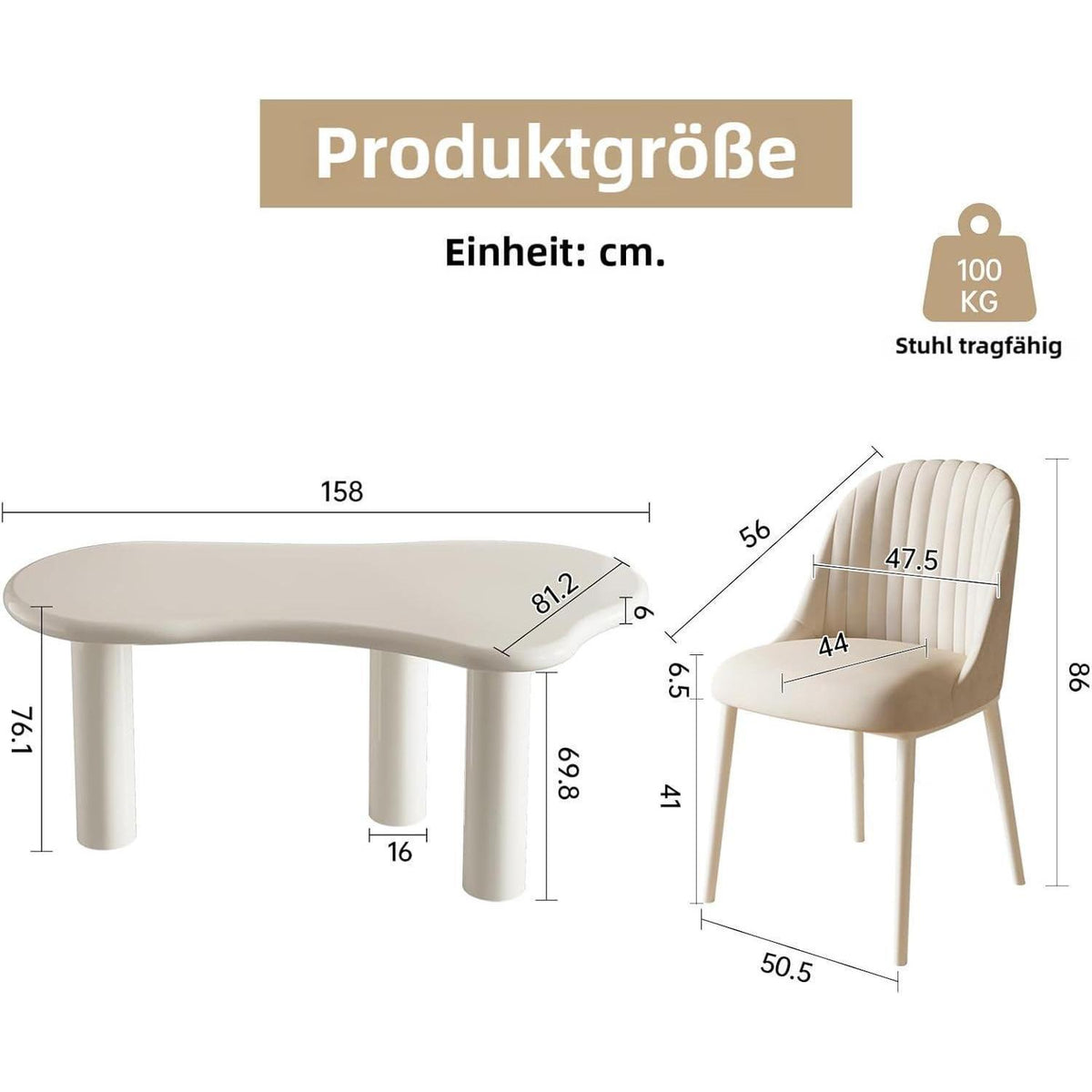 Moderner Esstisch Set Weiß für 6 Personen – Minimalistisch & Platzsparend
