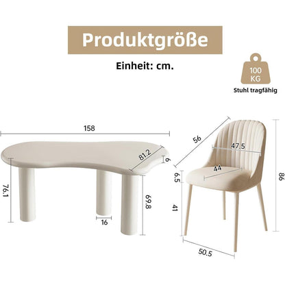 Moderner Esstisch Set Weiß für 6 Personen – Minimalistisch & Platzsparend