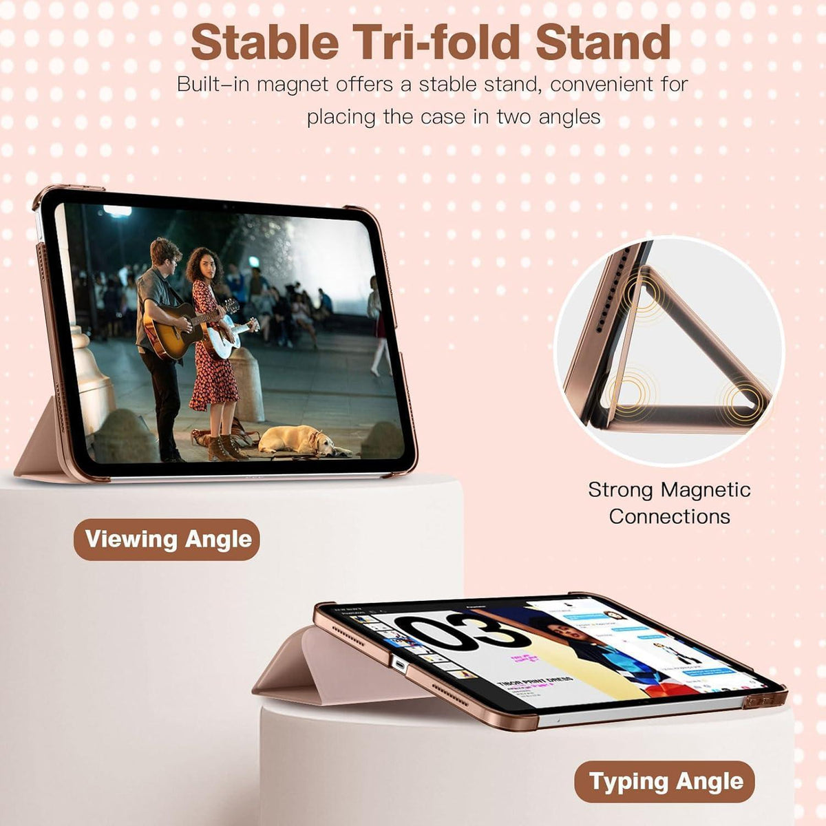 iPad Hülle mit Ständer & Auto Wake/Sleep, Milch Kaffee