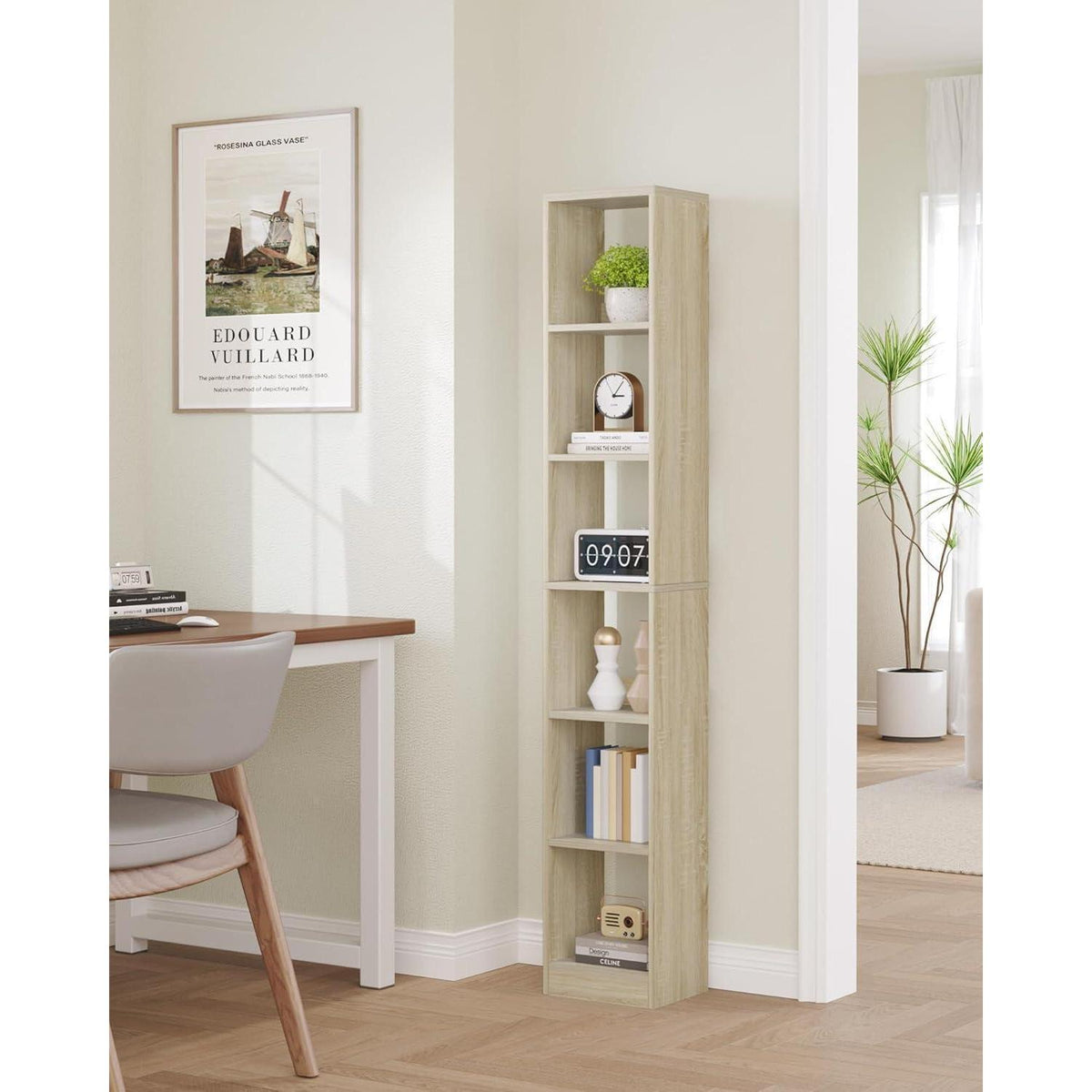 6-stöckiges Bücherregal Eichenbeige – Würfelregal für Wohnzimmer