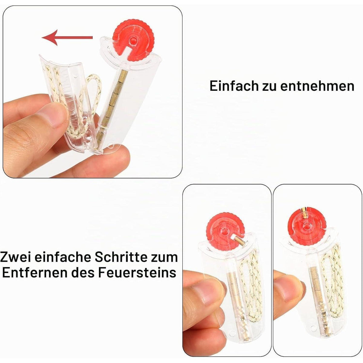 Feuerzeug Ersatzteile Set: 15 Feuersteine & Dochte