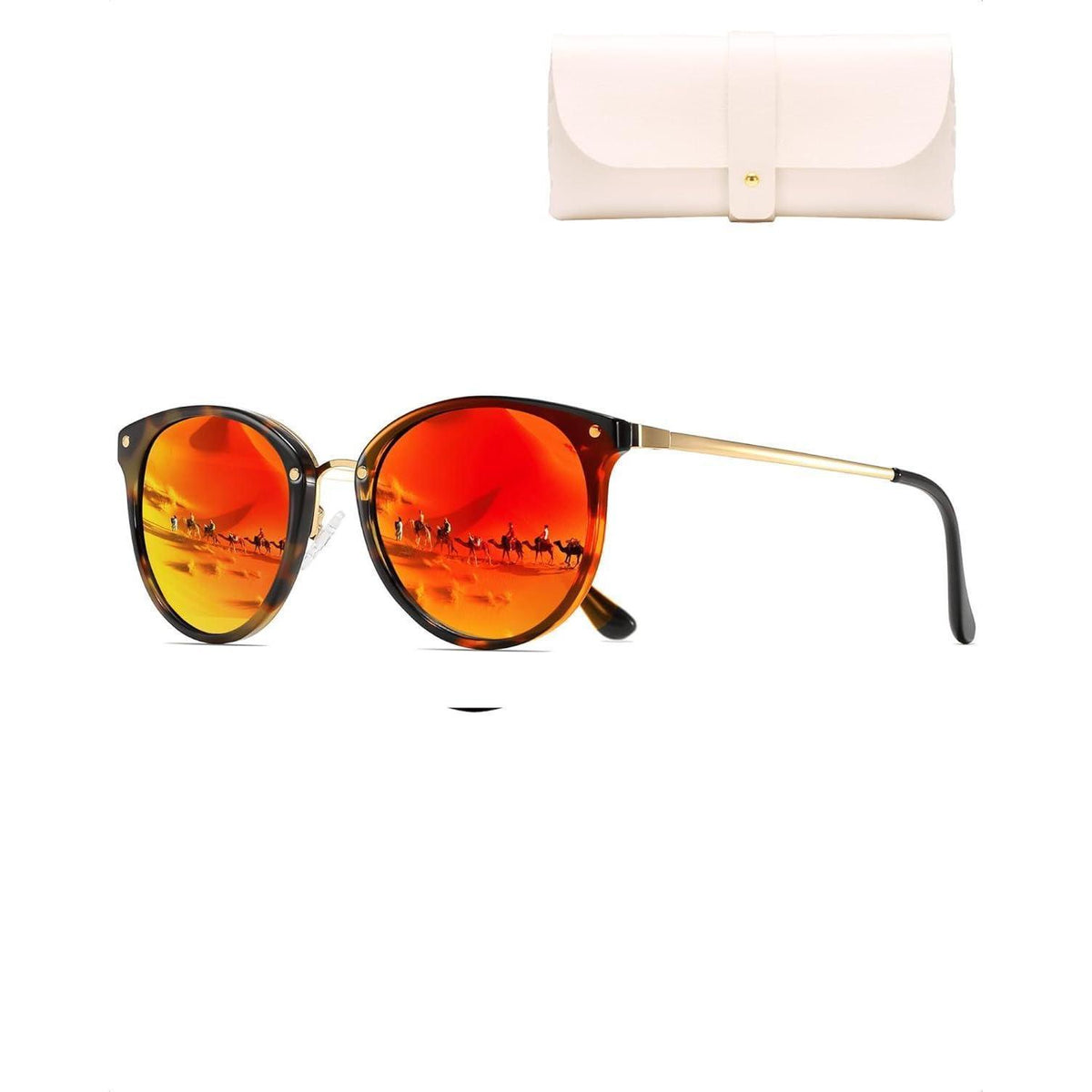 Polarisierte Sonnenbrille Damen Herren Retro UV400 Rot Bernstein