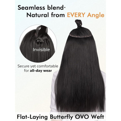 Remy Haarverlängerung 46 cm (18 Zoll) Double Weft Schwarz