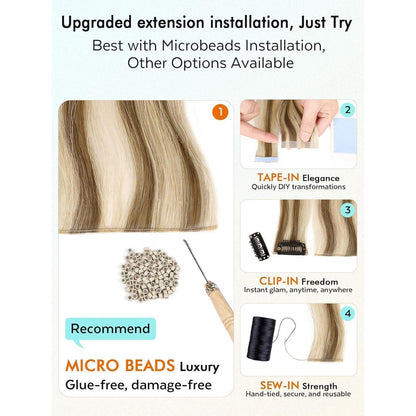 Remy Haarverlängerung 46 cm Ombre Blond Double Weft