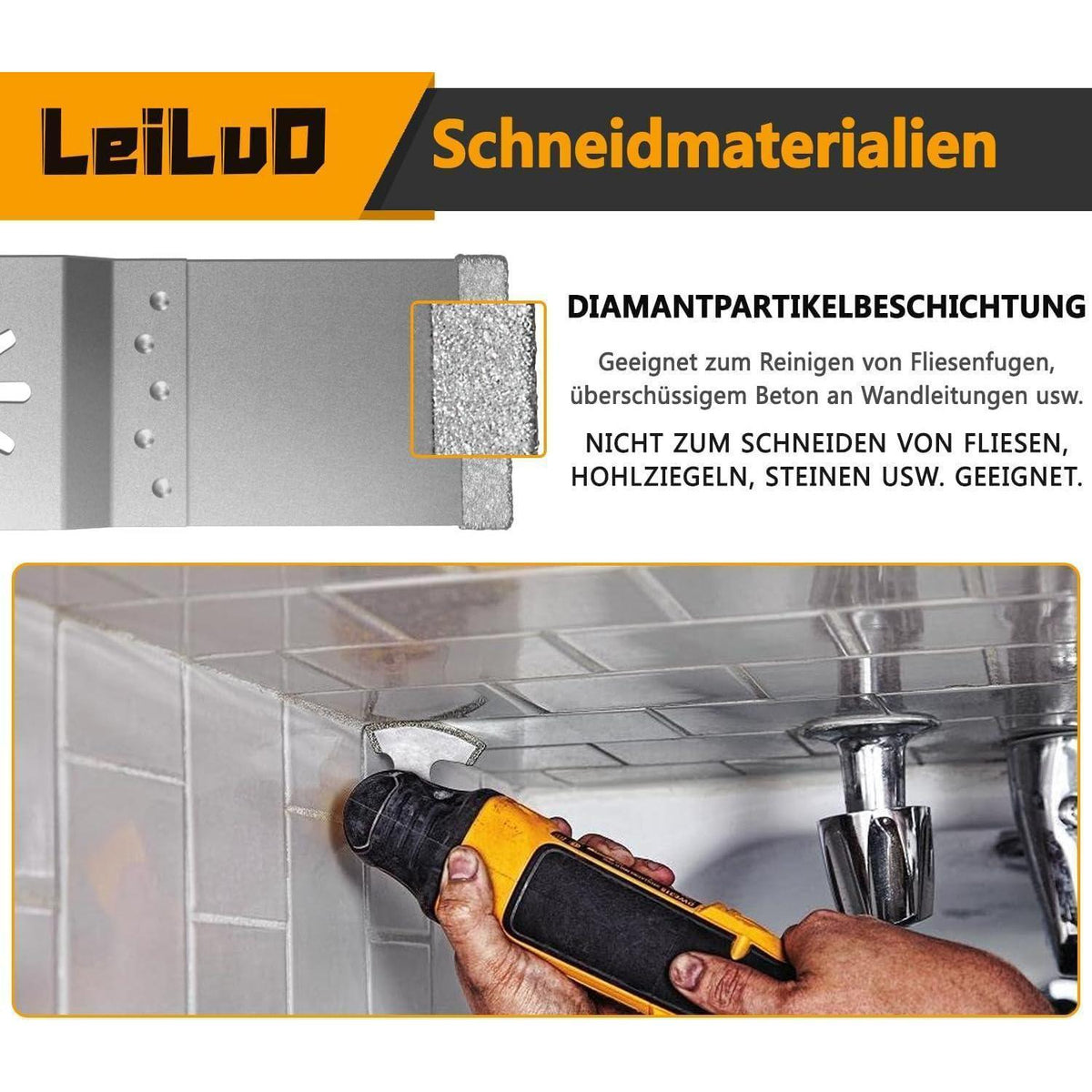 Diamant Oszillierer Sägeblatt Set 6tlg Fugenentferner für Fliesen & Beton