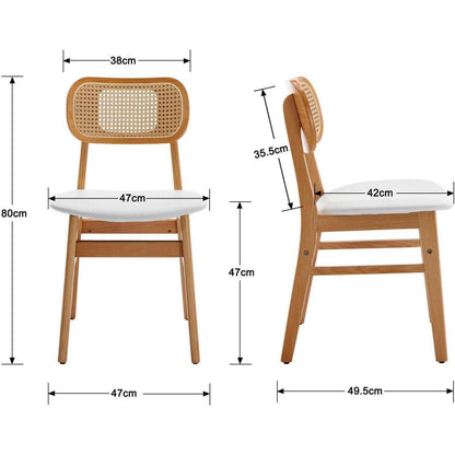 Esszimmerstühle 2er Set Rattan Weiß in Lederoptik