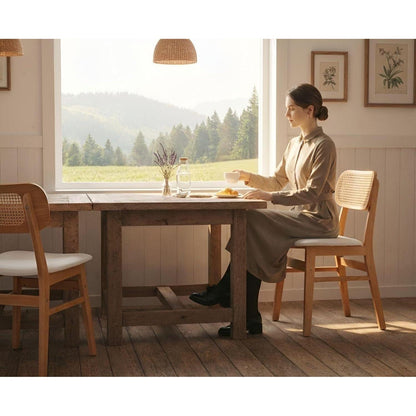 Esszimmerstühle 2er Set Rattan Weiß in Lederoptik