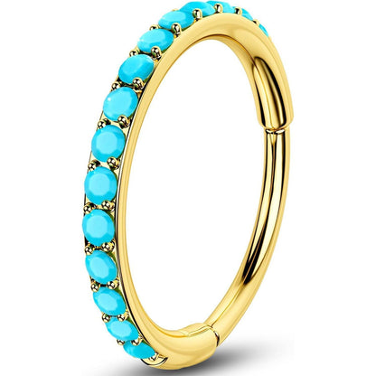 Chirurgenstahl Nasenring mit Türkis, Gold 20G 7mm