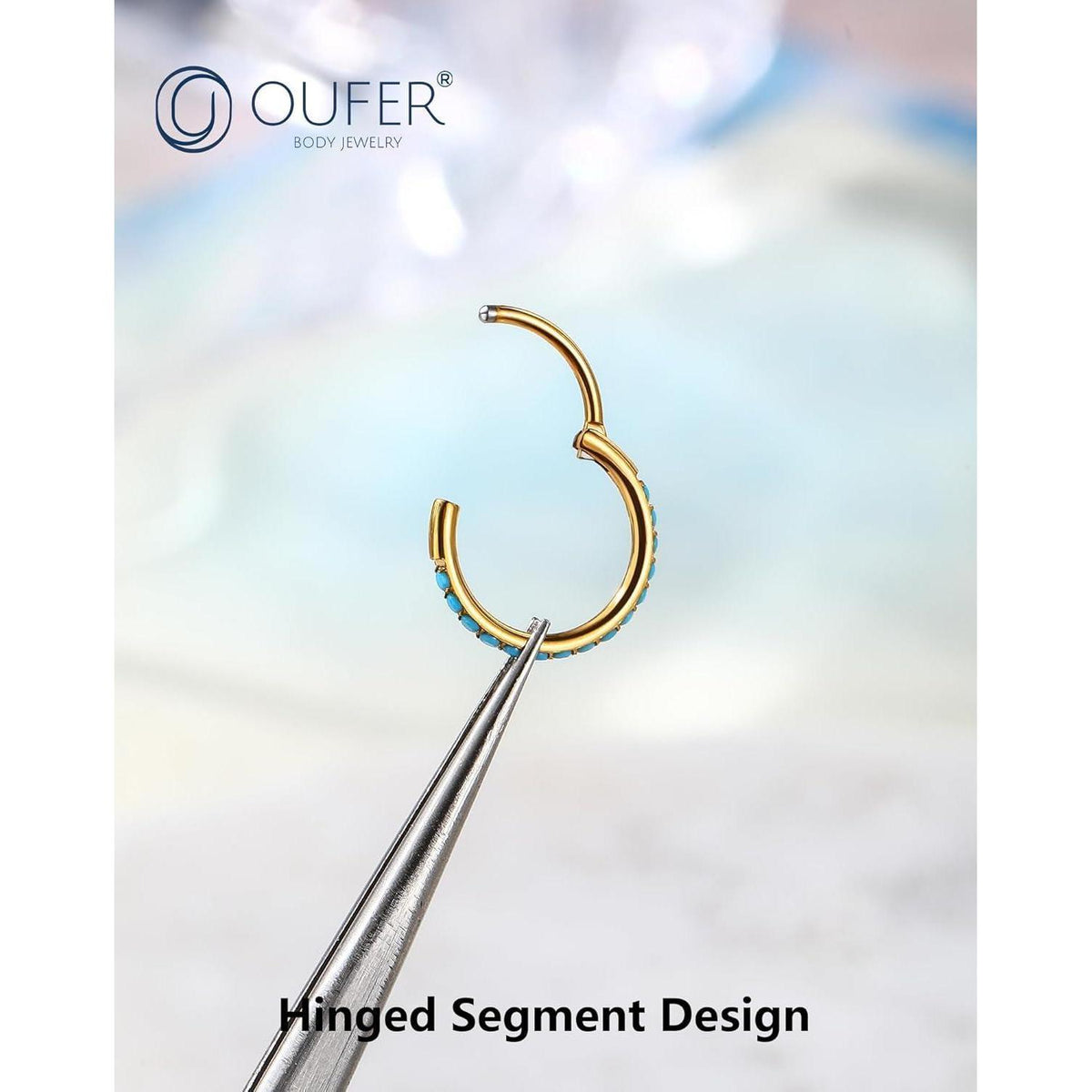 Chirurgenstahl Nasenring mit Türkis, Gold 20G 7mm