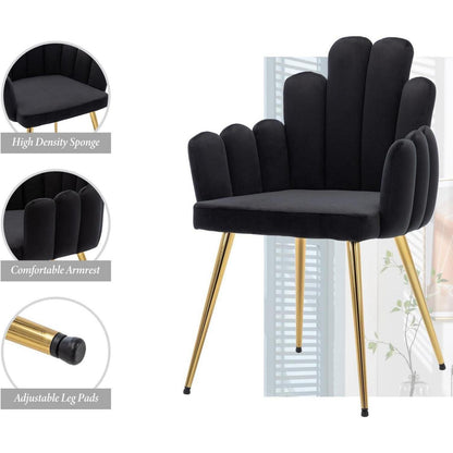 Samt Esszimmerstühle 2er Set mit Metallbeinen Schwarz