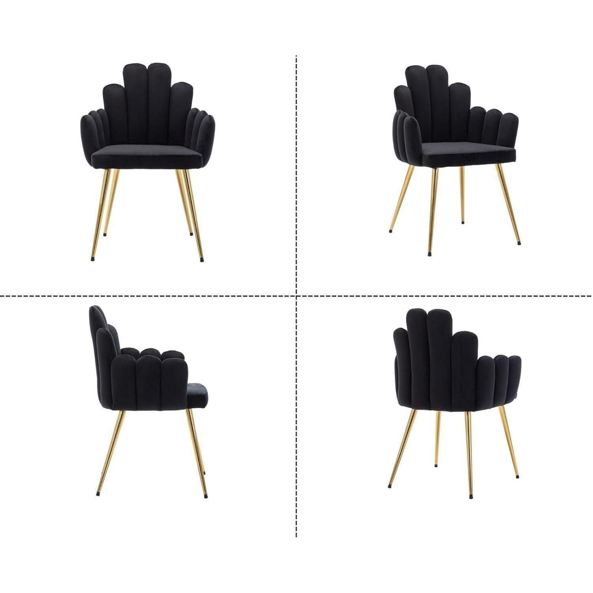Samt Esszimmerstühle 2er Set mit Metallbeinen Schwarz