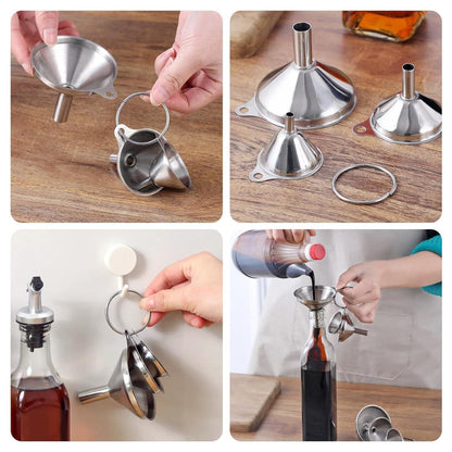 Edelstahl Trichter Set 3er – Mini, Stapelbar & Spülmaschinenfest