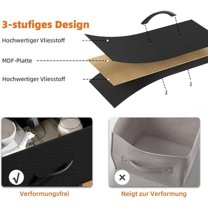 Kommode mit 6 Stoffschubladen – Schwarz, 30x80x71,5 cm